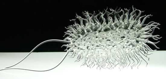英藝術(shù)家制作玻璃雕塑展示H1NI病毒